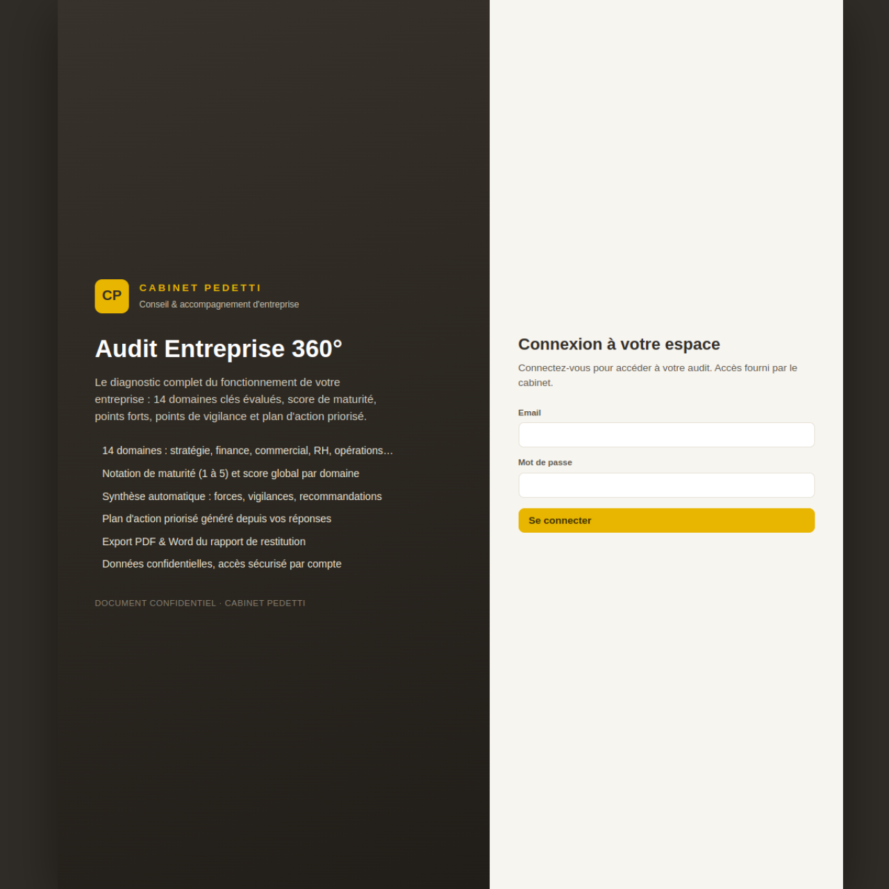 Capture d'écran de l'application Audit Entreprise 360°